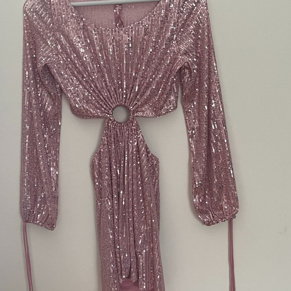 Sequenced mini dress pink small  new